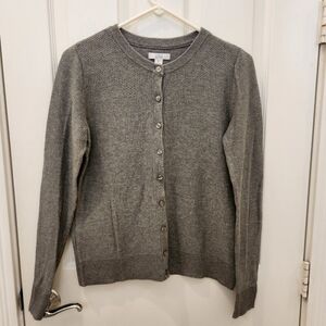 Croft & Barrow Button Down Sweater Gray Petite Small